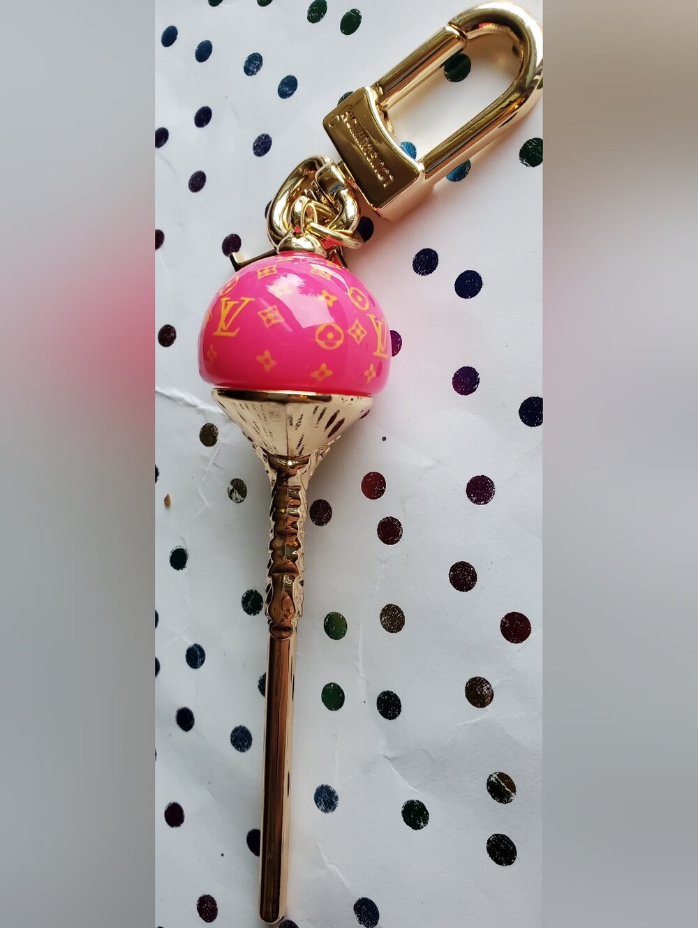 Bag Charm-Bubblegum Pink and Gold .Keychain